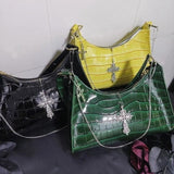 MBTI Crocodile Pattern Crucifix Handbag for Women