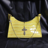 MBTI Crocodile Pattern Crucifix Handbag for Women