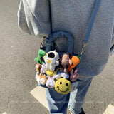 Denim Cartoon Dolls Bucket Shoulder Crossbody Bag