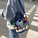 Denim Cartoon Dolls Bucket Shoulder Crossbody Bag