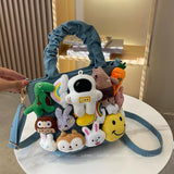 Denim Cartoon Dolls Bucket Shoulder Crossbody Bag