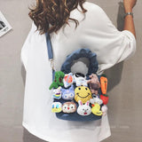 Denim Cartoon Dolls Bucket Shoulder Crossbody Bag