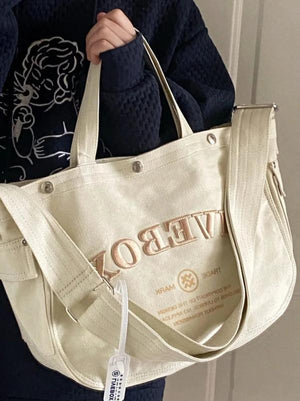 Retro American Embroidery Canvas Bag High Capacity Women's Tote