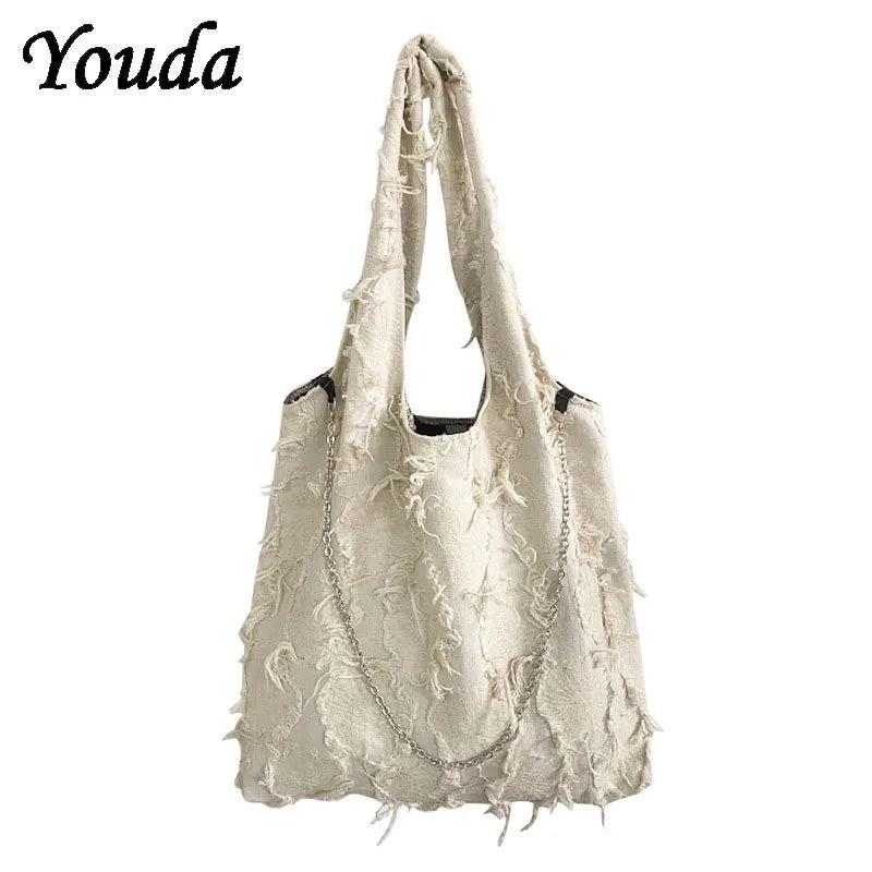 Retro Women Beach Bags Large Capacity Tassel Shoulder Bag Casual Travel Shopping
