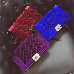 Velvet Shoulder Bag Crossbody Vintage Messenger Handbag