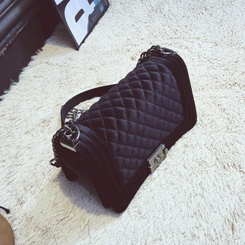 Velvet Shoulder Bag Crossbody Vintage Messenger Handbag