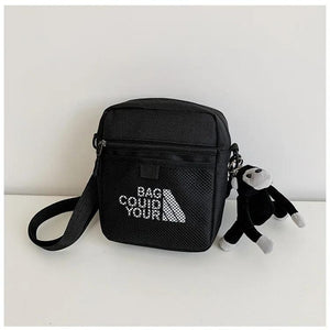 Canvas Sling Bag Zipper Mini Crossbody Solid Small Shoulder Messenger Bag