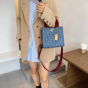 Canvas Tote Shopping Bag Letters Printed Large Capacity Women