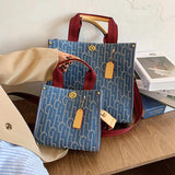 Canvas Tote Shopping Bag Letters Printed Large Capacity Women