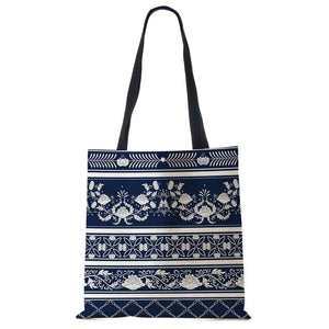 Vintage Print Ladies Shoulder Bag Flowers Leaves Shopping Handbag