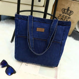 Denim Shoulder Tote Women Handbag Large Capacity Purse