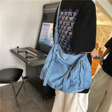 Solid Canvas Shoulder Bag High Crossbody Bag For Women
