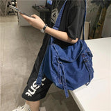 Solid Canvas Shoulder Bag High Crossbody Bag For Women