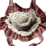 Plaid Women Shoulder Bag Soft Cloth Handbag Large Capacity Tote