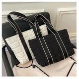Textured Large-capacity Shoulder Bags Nylon Tote Shopping Bags