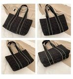 Textured Large-capacity Shoulder Bags Nylon Tote Shopping Bags