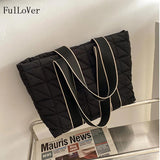 Textured Large-capacity Shoulder Bags Nylon Tote Shopping Bags