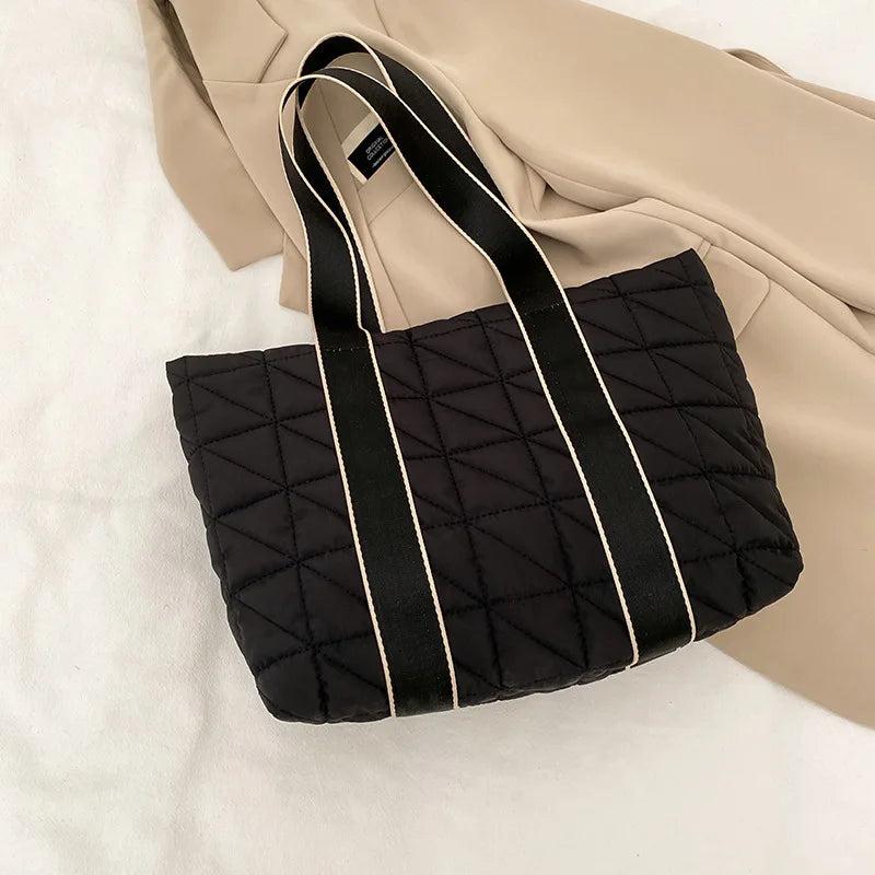 Textured Large-capacity Shoulder Bags Nylon Tote Shopping Bags