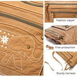 Women Shoulder Bag Leather Crossbody Elephant Patchwork Messenger Purse