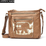 Women Shoulder Bag Leather Crossbody Elephant Patchwork Messenger Purse