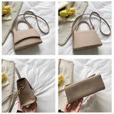 Solid PU Leather Shoulder Bag Top Handle Bags for Women