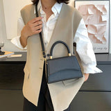 Solid PU Leather Shoulder Bag Top Handle Bags for Women