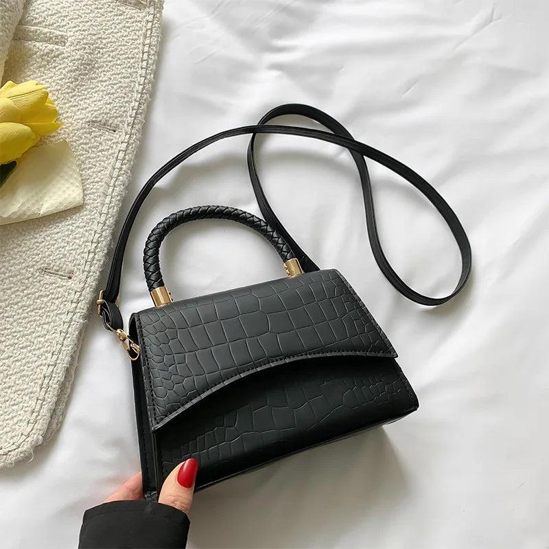 Solid PU Leather Shoulder Bag Top Handle Bags for Women