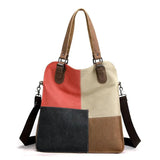 Canvas Casual Women's Bag Stylish Contrast Stitching Tote Bag