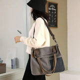 Canvas Casual Women's Bag Stylish Contrast Stitching Tote Bag