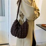 Women Bubble Bags Solid Portable Shoulder Bags Lady Casual Tote Bags