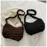 Women Bubble Bags Solid Portable Shoulder Bags Lady Casual Tote Bags