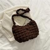 Women Bubble Bags Solid Portable Shoulder Bags Lady Casual Tote Bags