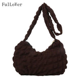Women Bubble Bags Solid Portable Shoulder Bags Lady Casual Tote Bags
