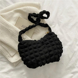 Women Bubble Bags Solid Portable Shoulder Bags Lady Casual Tote Bags
