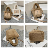 Plush Bucket Shoulder Bags Autumn/Winter Women's Handbags Mini Letter Bags