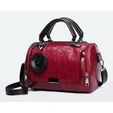 Flowers Pendant Handbag Women's Boston Bag Single Shoulder Bag