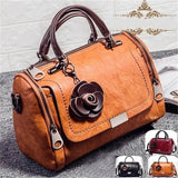 Flowers Pendant Handbag Women's Boston Bag Single Shoulder Bag