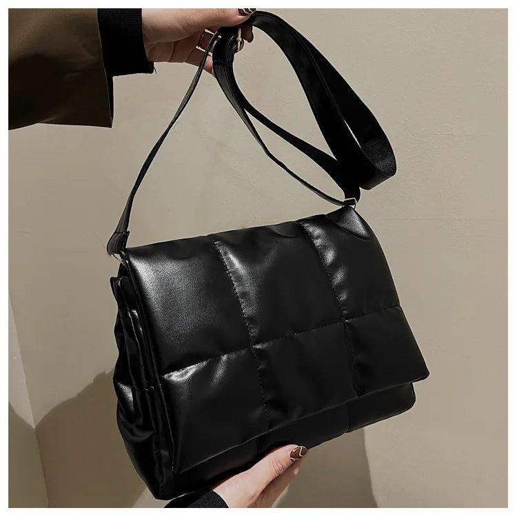 Women's Square Shoulder Bag Solid Texture Messenger Bag