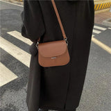 Women Texture Shoulder Bag Semicircle Saddle Crossbody Bags
