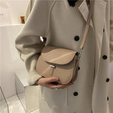 Women Texture Shoulder Bag Semicircle Saddle Crossbody Bags