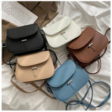 Women Texture Shoulder Bag Semicircle Saddle Crossbody Bags