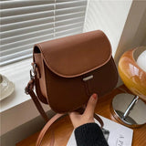 Women Texture Shoulder Bag Semicircle Saddle Crossbody Bags