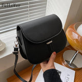 Women Texture Shoulder Bag Semicircle Saddle Crossbody Bags