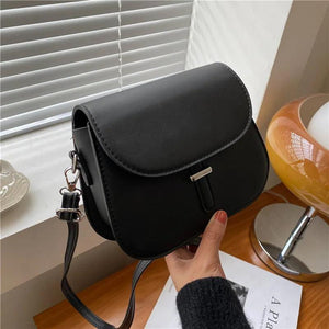 Women Texture Shoulder Bag Semicircle Saddle Crossbody Bags