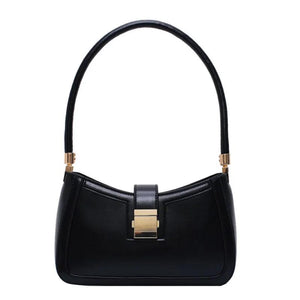 Solid PU Leather Shoulder Bags For Women Lock Handbags Small Travel Lady Bags