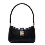 Solid PU Leather Shoulder Bags For Women Lock Handbags Small Travel Lady Bags