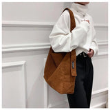 Velvet Stripe Shoulder Bag Casual Tote Bag