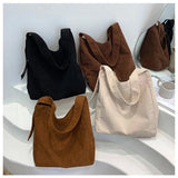 Velvet Stripe Shoulder Bag Casual Tote Bag