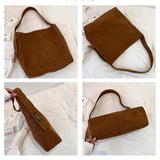 Velvet Stripe Shoulder Bag Casual Tote Bag