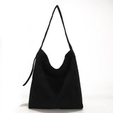 Velvet Stripe Shoulder Bag Casual Tote Bag